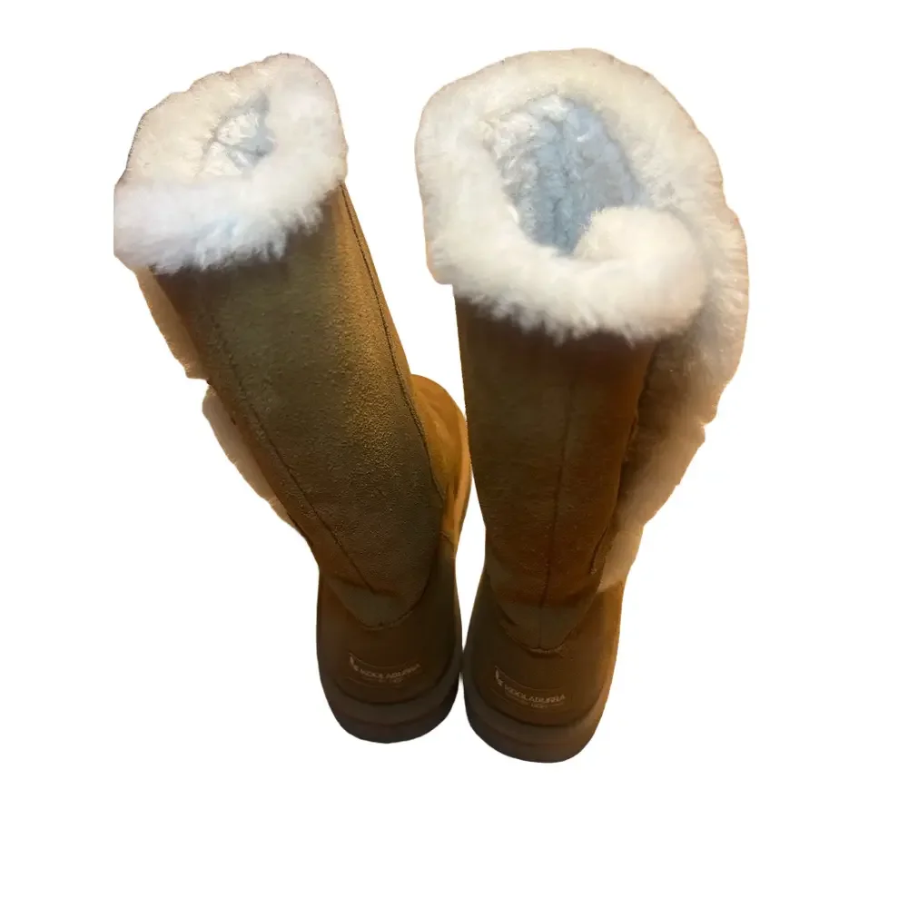 Koolaburra Tan Suede Boots with Fur Trim
